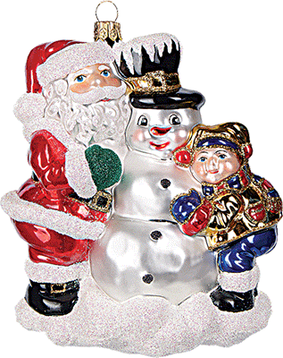 Santa with Snowman and Kid